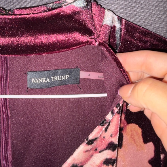 Ivanka Trump Burgundy Floral Long Sleeve Dress - Picture 4 of 6